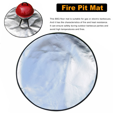 Round Silver Home BBQ Camping Use Fireproof Fire Pit Ember Mat Fire Pit Mat for Deck Grill Mat