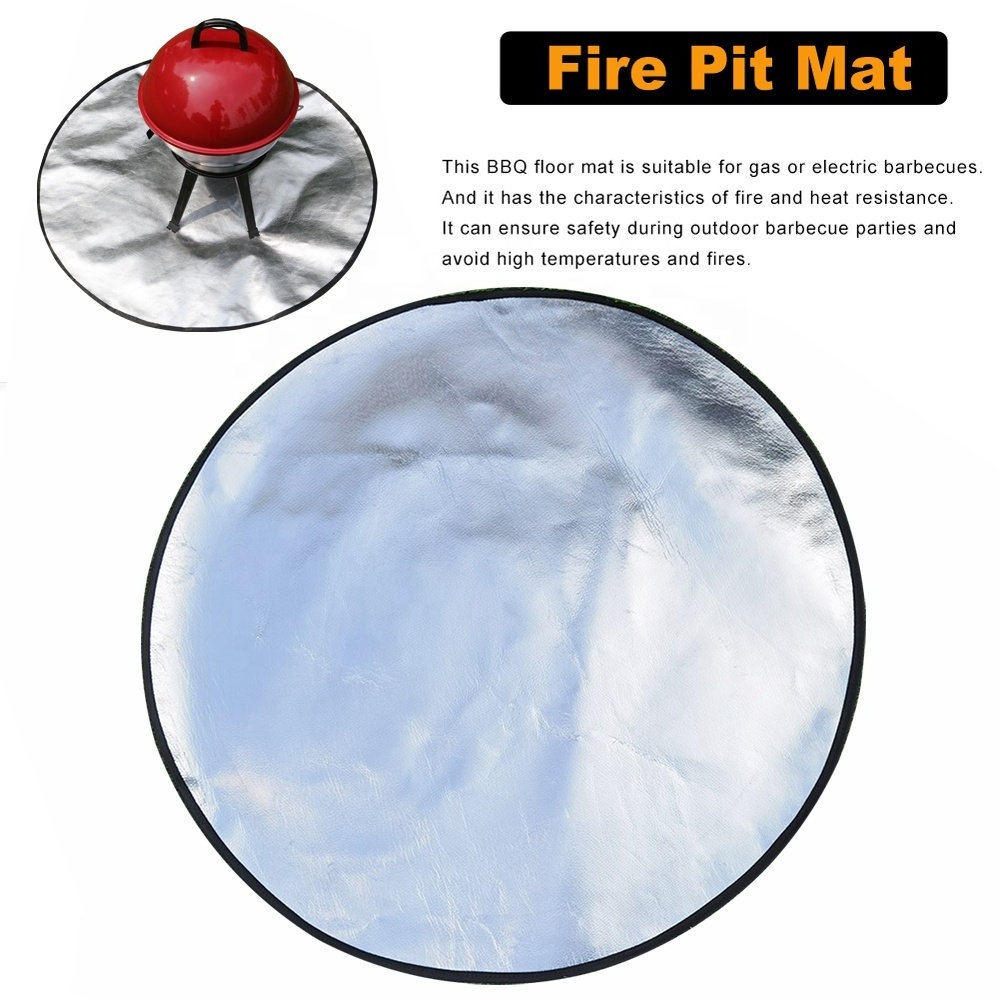 Fire Pit Mat Round 48' Outdoor Fireproof Grill Mat For Patio Wood Burning Stove Fireproof Fiberglass Ember Firepit Mat