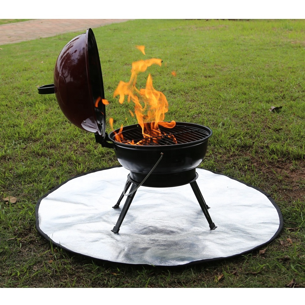 Fire Pit Mat Round 48' Outdoor Fireproof Grill Mat For Patio Wood Burning Stove Fireproof Fiberglass Ember Firepit Mat