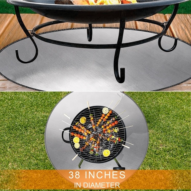 Fire Pit Mat for Stove Ranger Fireproof Mat Round Under Grill Mat Waterproof Pad for Grass Wooden Deck Patio Outdoor BBQ