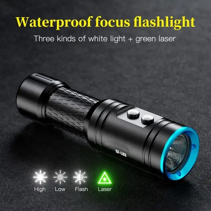 100m Underwater Diving Flashlight Aluminum Alloy Diving Torch 1000Lumen Powerful Waterproof LED Flashlight