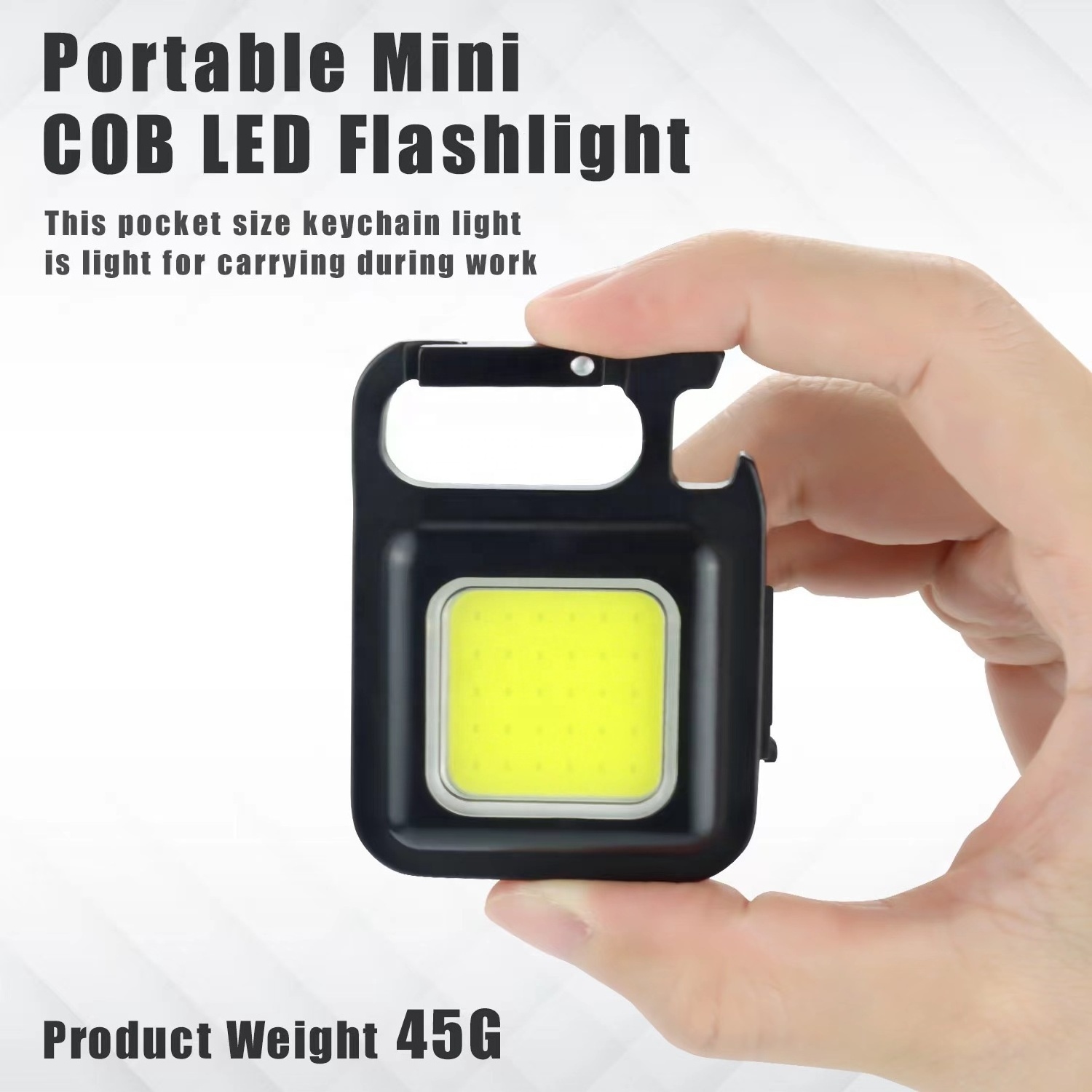 COB outdoor waterproof flashlight portable Keychain light can adjust the light Chargeable COB Mini Work Light