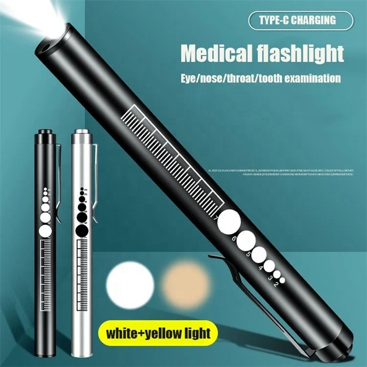 Aluminium Alloy Pen Torch Light Mini Led Pen Flashlight With Clip Rechargeable 2 in 1 Nurse Pen Light