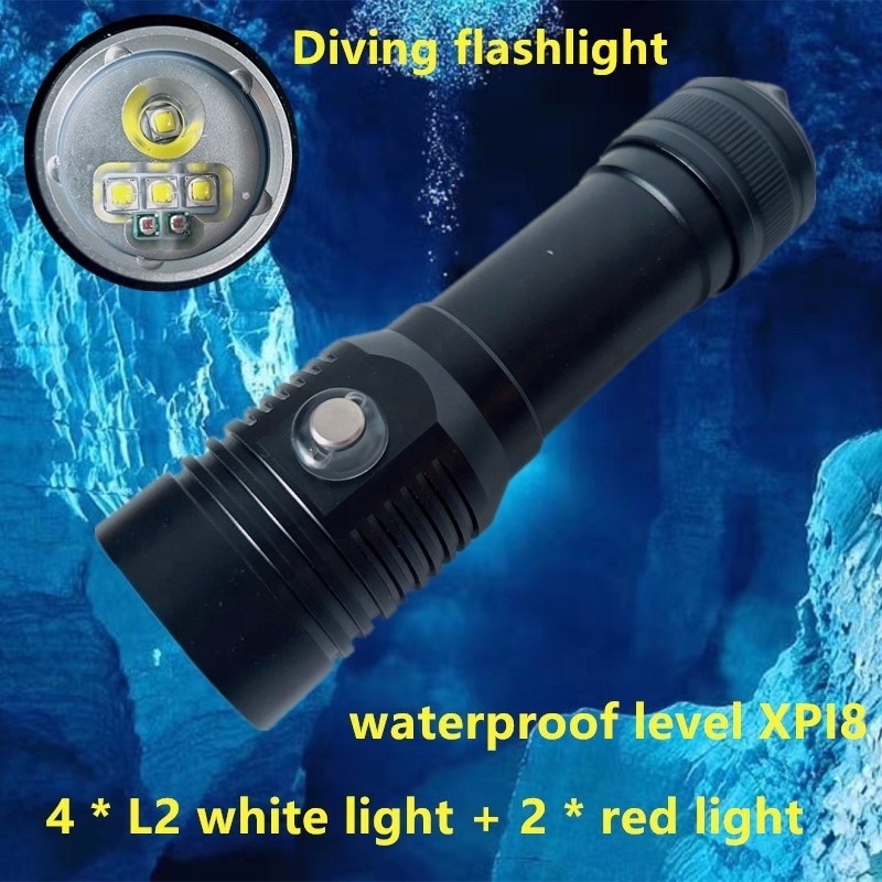 New Wearing 26650 Battery Stand Diving Photography Flashlight Rechargeable IPX8 Diving Flashlight