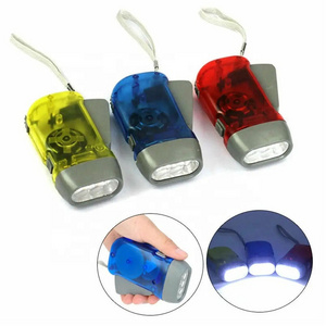 Mini Flashlights Torches Colorful Plastic Hand Crank Flashlight Hand Operated Dynamo Led Flashlight