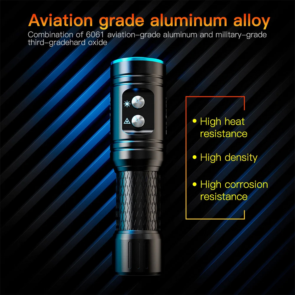 100m Underwater Diving Flashlight Aluminum Alloy Diving Torch 1000Lumen Powerful Waterproof LED Flashlight