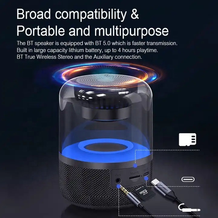 Factory Price JY20 Deluxe Edition Harman Kardon Colored Glass  Wireless Bluetooth Speaker Night Light