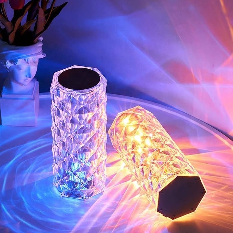 Changing RGB Touch Night Light RGB Desk Lamp For Bedroom Living Romantic Led Rose Acrylic Led Rose Crystal Table Lamps