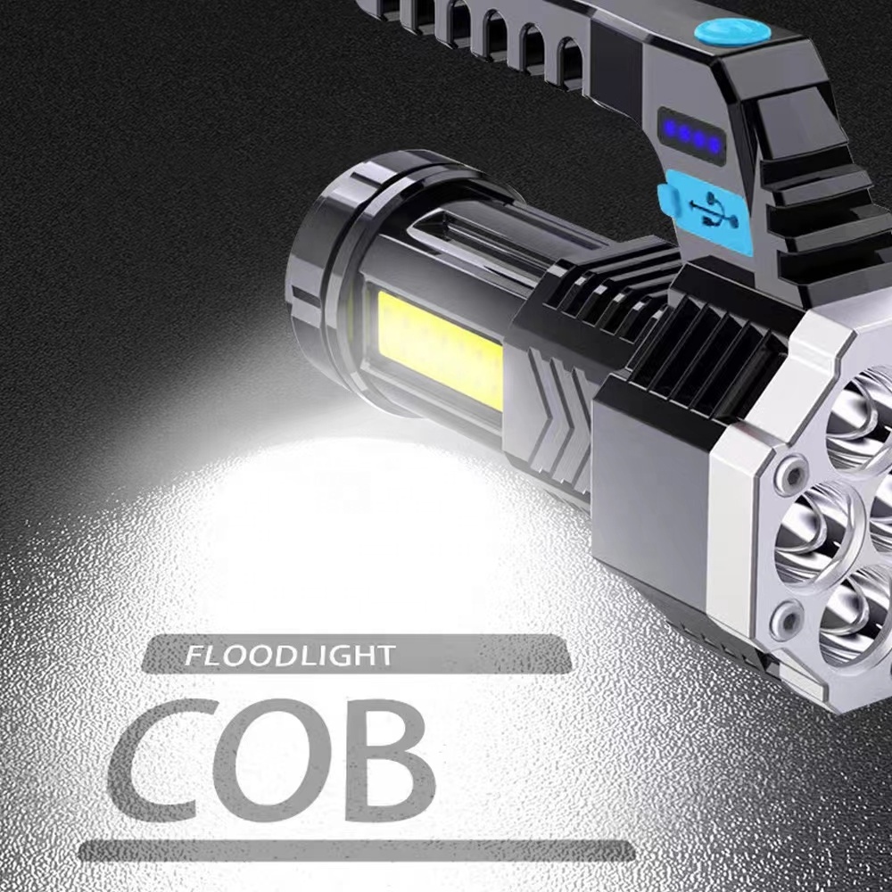 7LED+COB Portable Flashlight Cob Side Light Lightweight USB Rechargeable  Outdoor Waterproof Flashlight