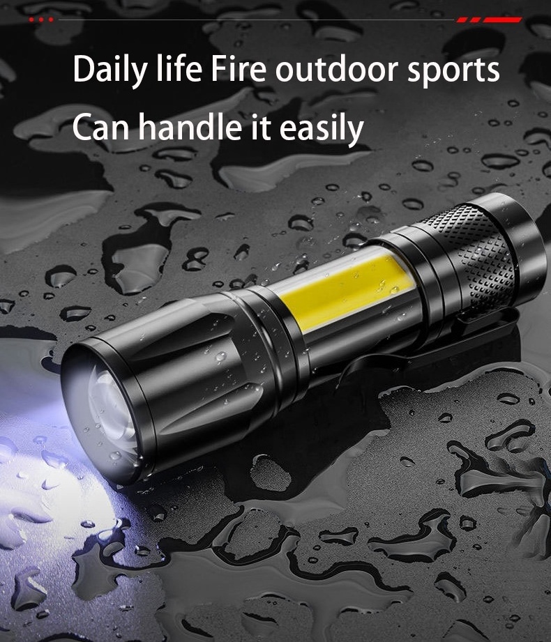 Mini COB XPE Zoom USB Rechargeable Flashlight Portable Waterproof Camping Flash Light