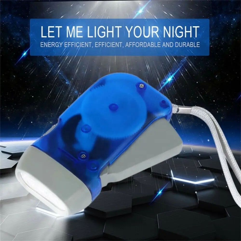 LED Hand Pressing Dynamo Crank Power Wind Up Flashlight