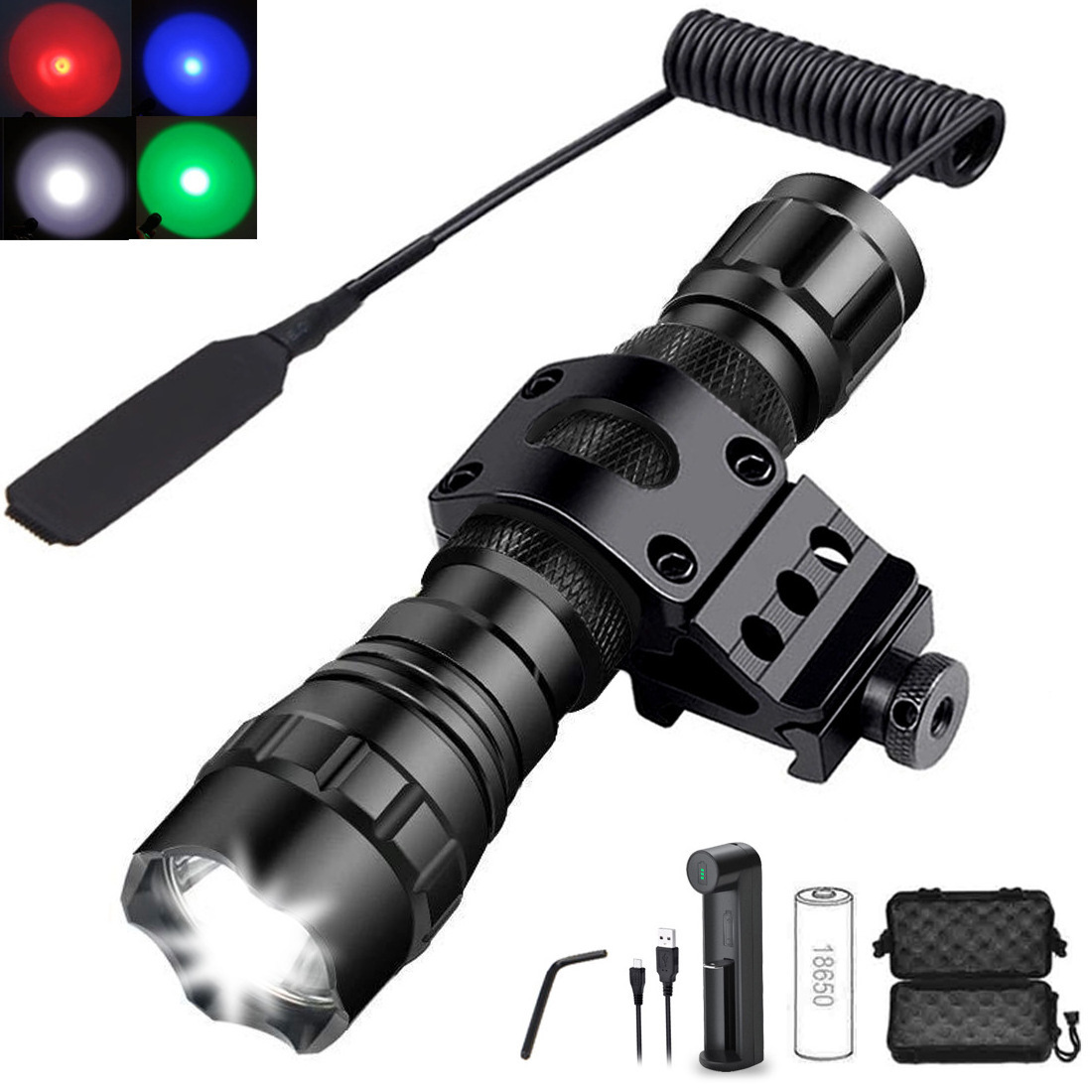 Strong light tactical outdoor flashlight Military-grade aluminum alloy waterproof tactical flashlight