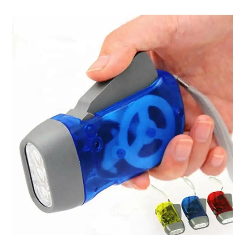 LED Hand Pressing Dynamo Crank Power Wind Up Flashlight