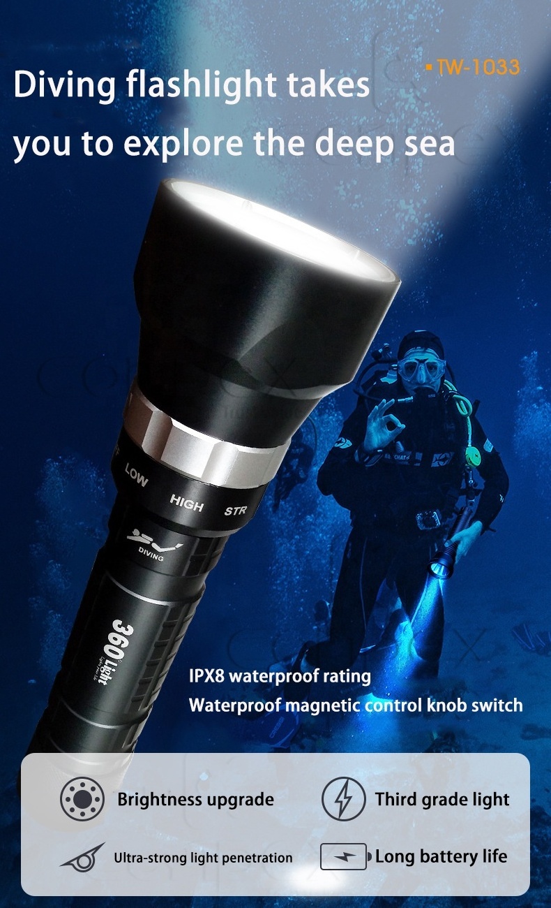 Specializing in the production of deep-water diving flashlight aviation aluminum alloy diving flashlight