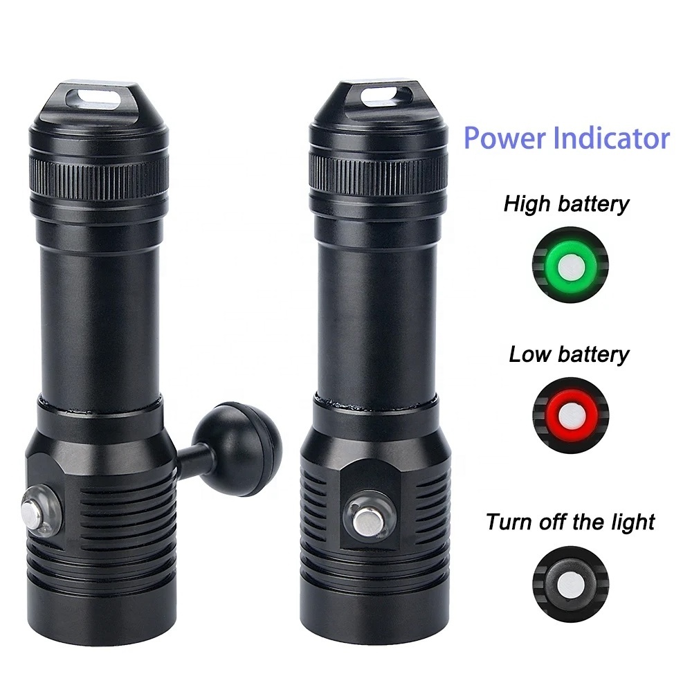 New Wearing 26650 Battery Stand Diving Photography Flashlight Rechargeable IPX8 Diving Flashlight