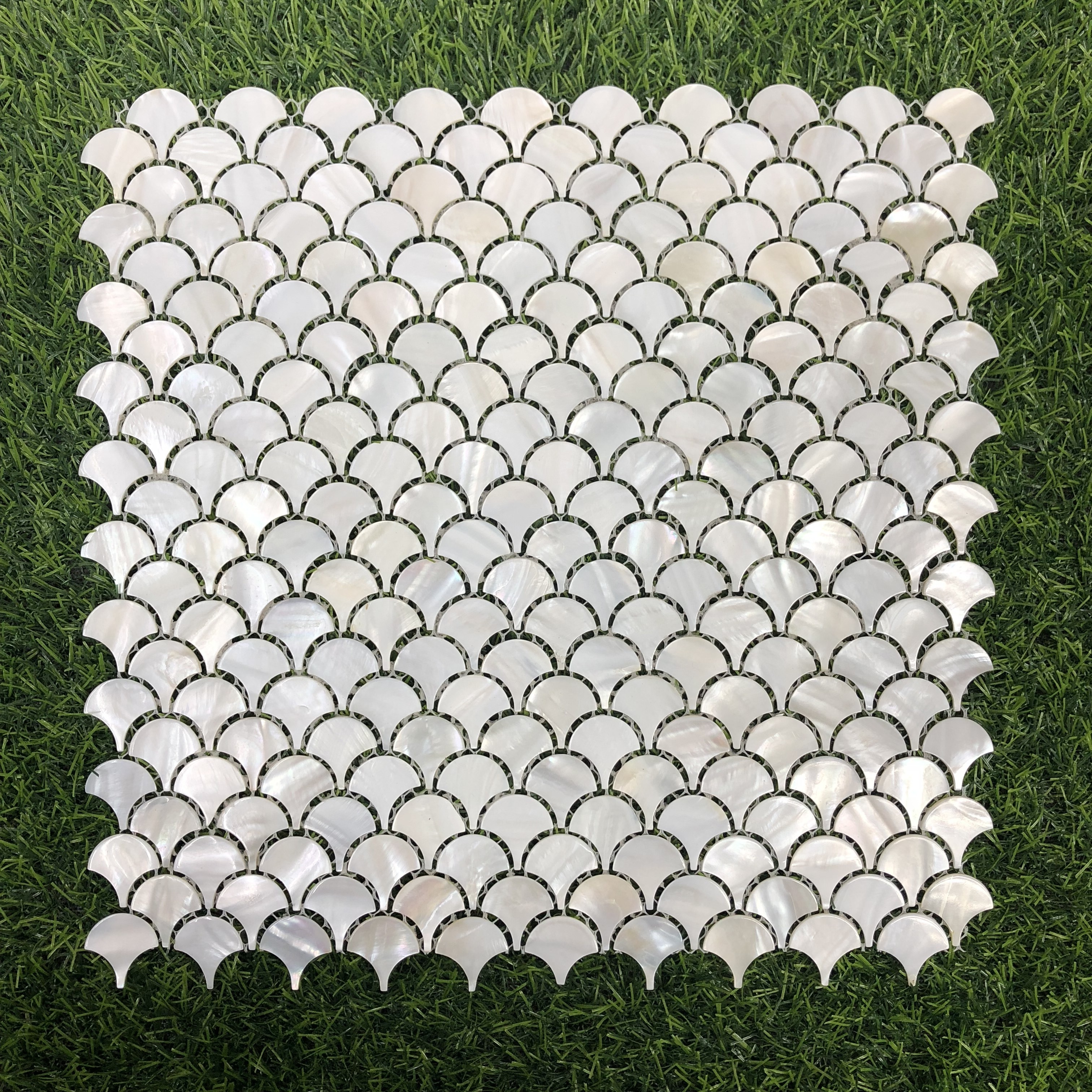 Luxury Irregular white Shell Mosaic Fish Scales Pattern Mosaic for decoration