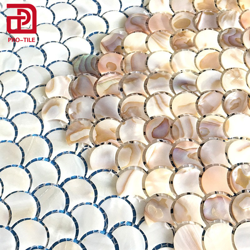 Luxury Irregular white Shell Mosaic Fish Scales Pattern Mosaic for decoration