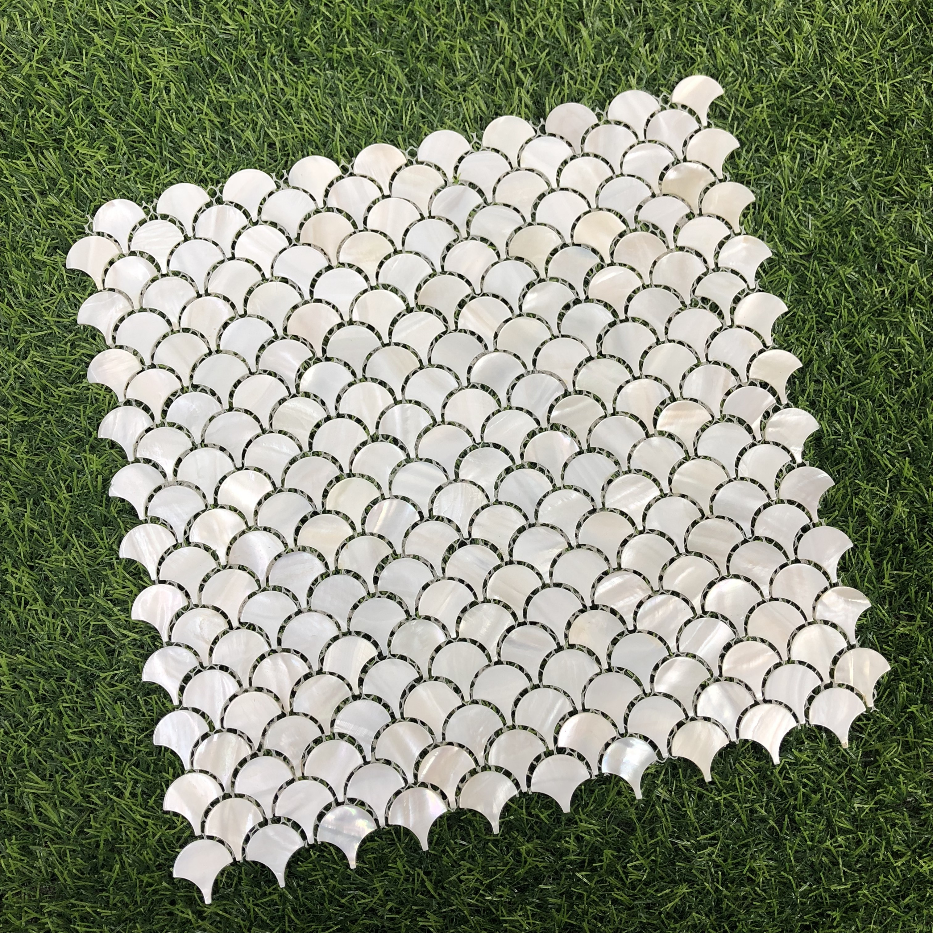 Luxury Irregular white Shell Mosaic Fish Scales Pattern Mosaic for decoration