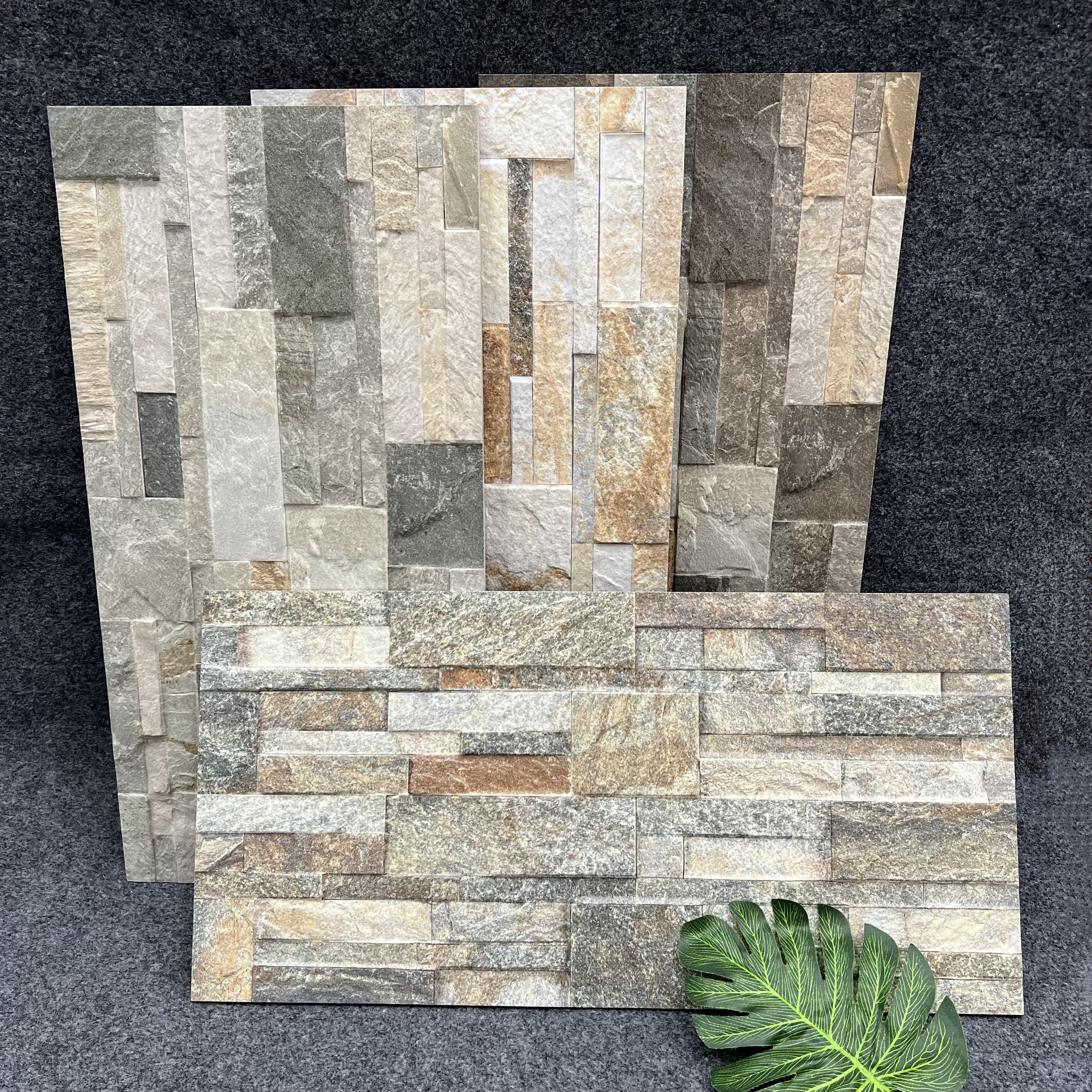 300*600 3d tile big stone wall tile look stone exterior tile for villa house