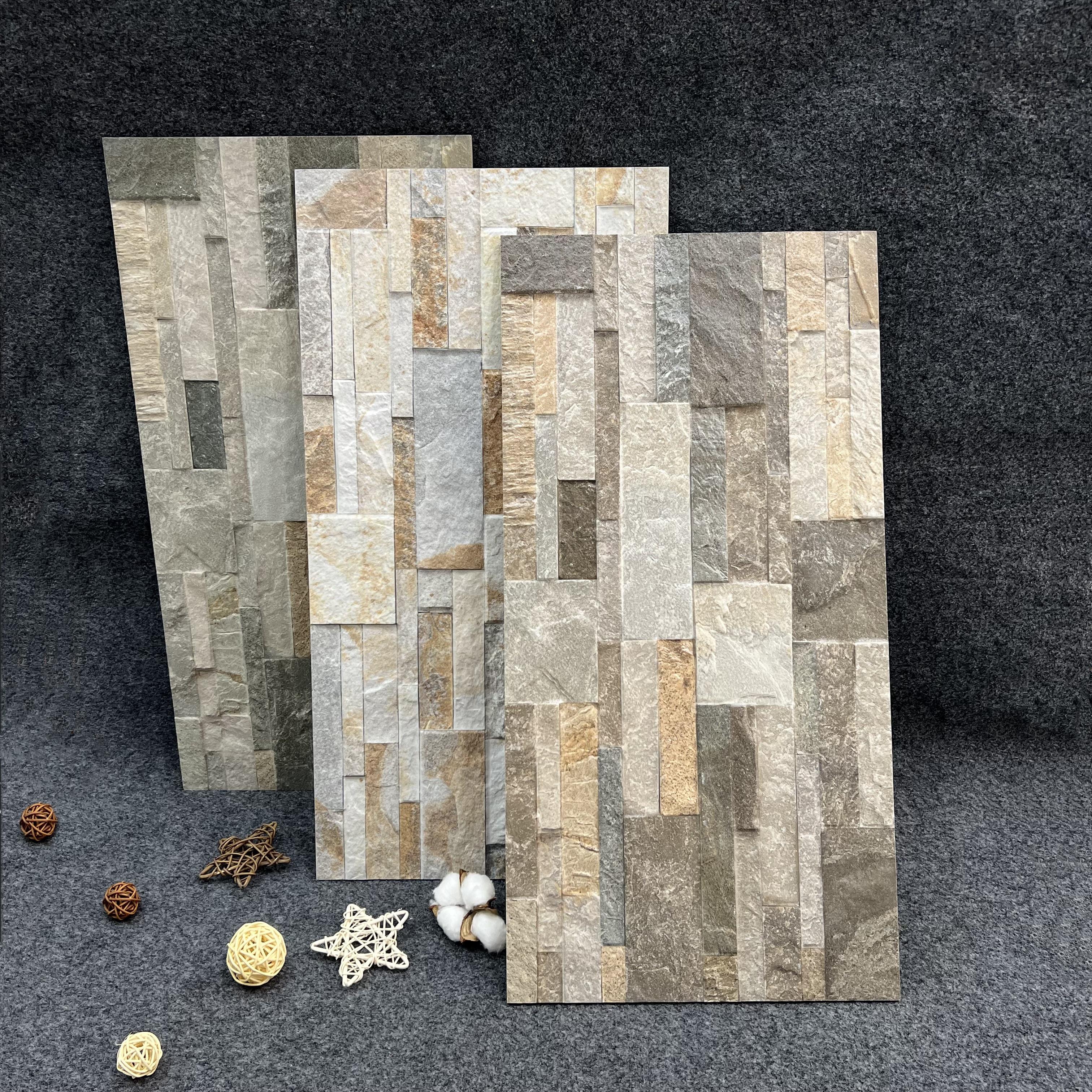 300*600 3d tile big stone wall tile look stone exterior tile for villa house