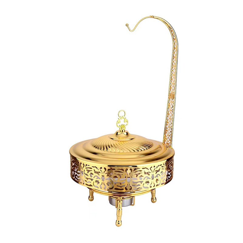 Luxury Gold 4L Chaffing Dishes Buffet Food Warmer Catering Stainless Steel Hanging Chafing Dish