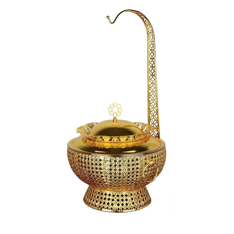 Luxury Gold 4L Chaffing Dishes Buffet Food Warmer Catering Stainless Steel Hanging Chafing Dish