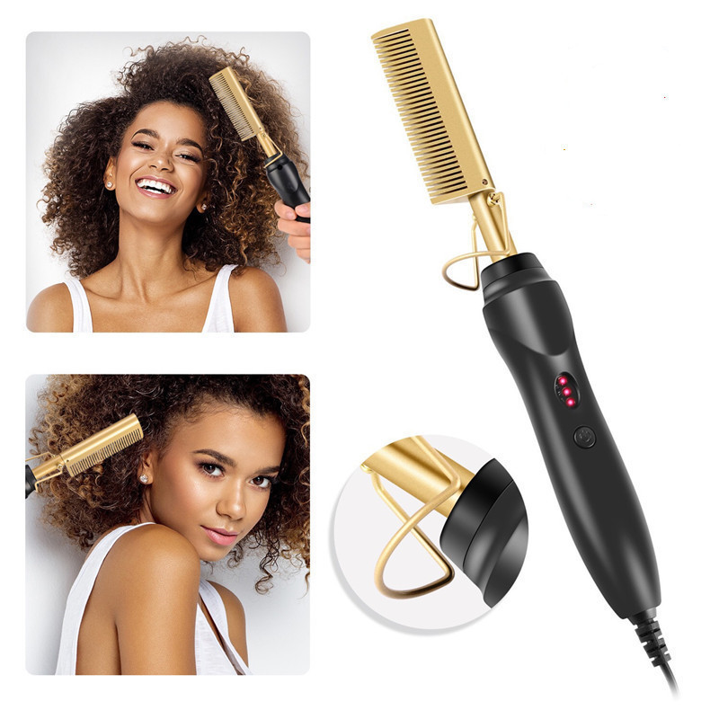 Explosion wet and dry electric heating copper comb straightener home perm curling iron curling comb