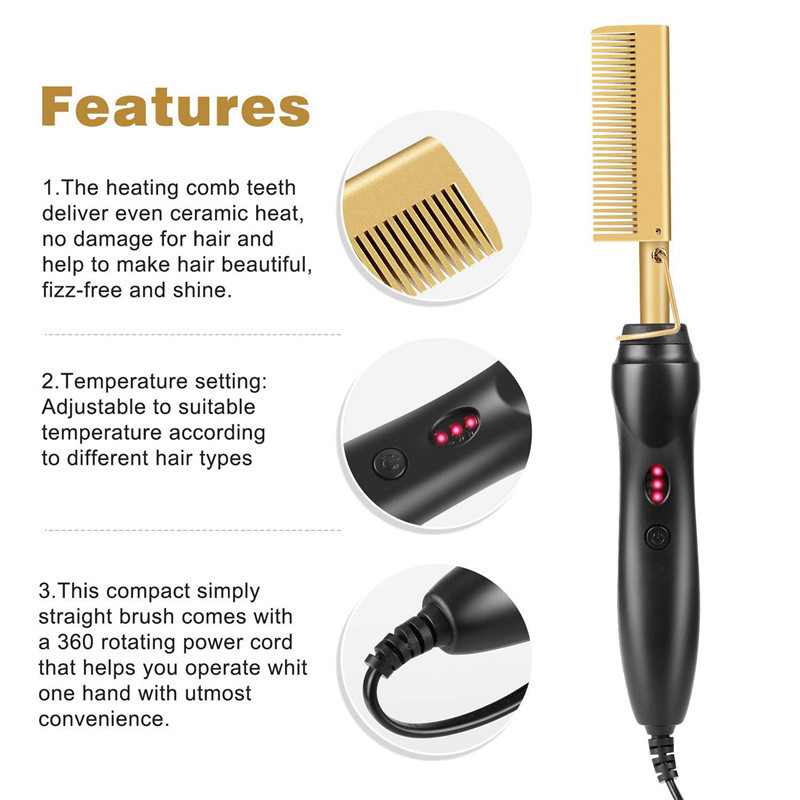 Explosion wet and dry electric heating copper comb straightener home perm curling iron curling comb