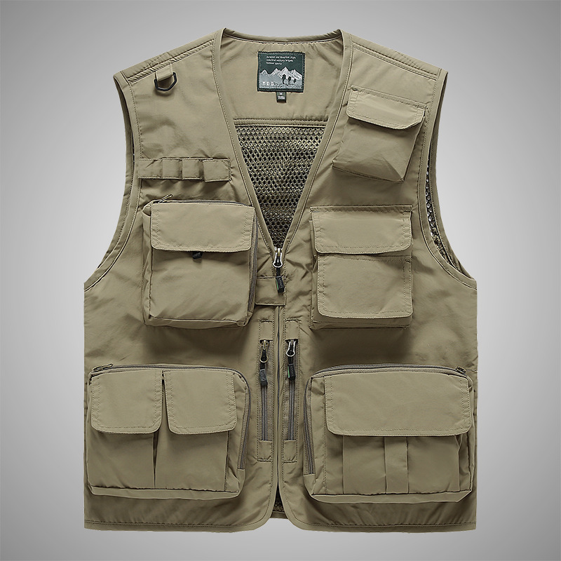 Wholesale Custom Logo Print Hip Hop Cheap Sleeveless Fisherman Tility Vest Photographer Waistcoat Outdoor Hunter Vest