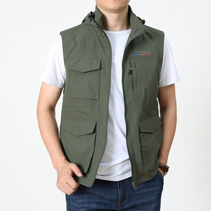 Wholesale Custom Design Mens Black Utility Pockets Zipper Fly Utility Cargo Quilted Work Mens Vest