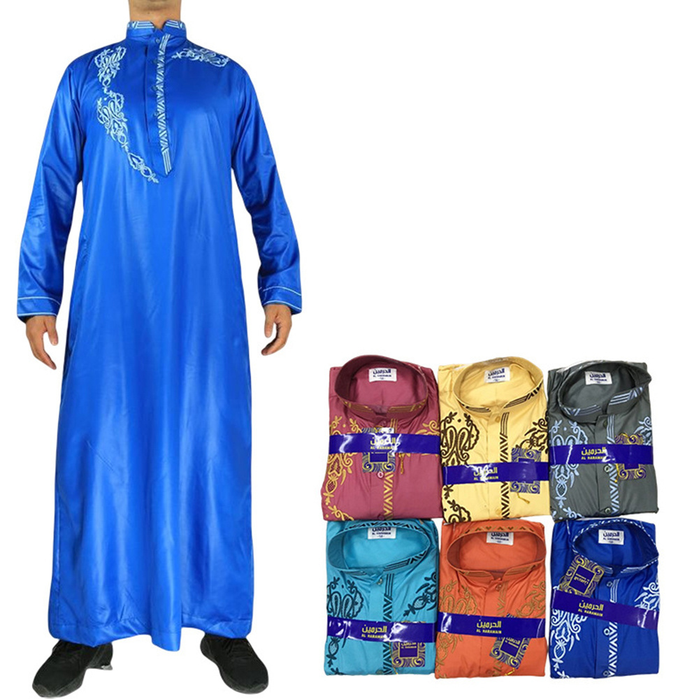 Moroccan Stock Saudi Arab Dubai Designer Arab Al Daffah Haramain Men's Thobe Brands Jubba For Men Designs