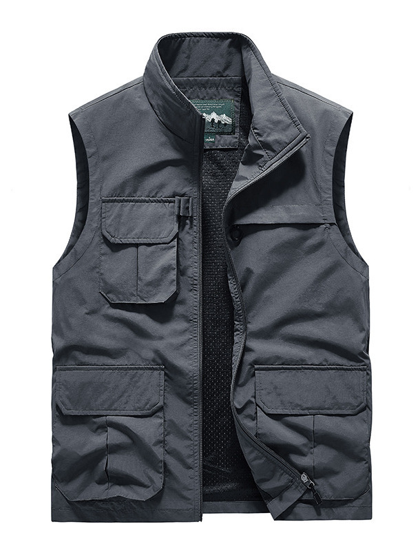 Custom Multi Pockets Utility Climbing Hunting Mesh Plus Size Men'S Vests & Waistcoats Gilet De Travail Homme Jacket Utility Vest