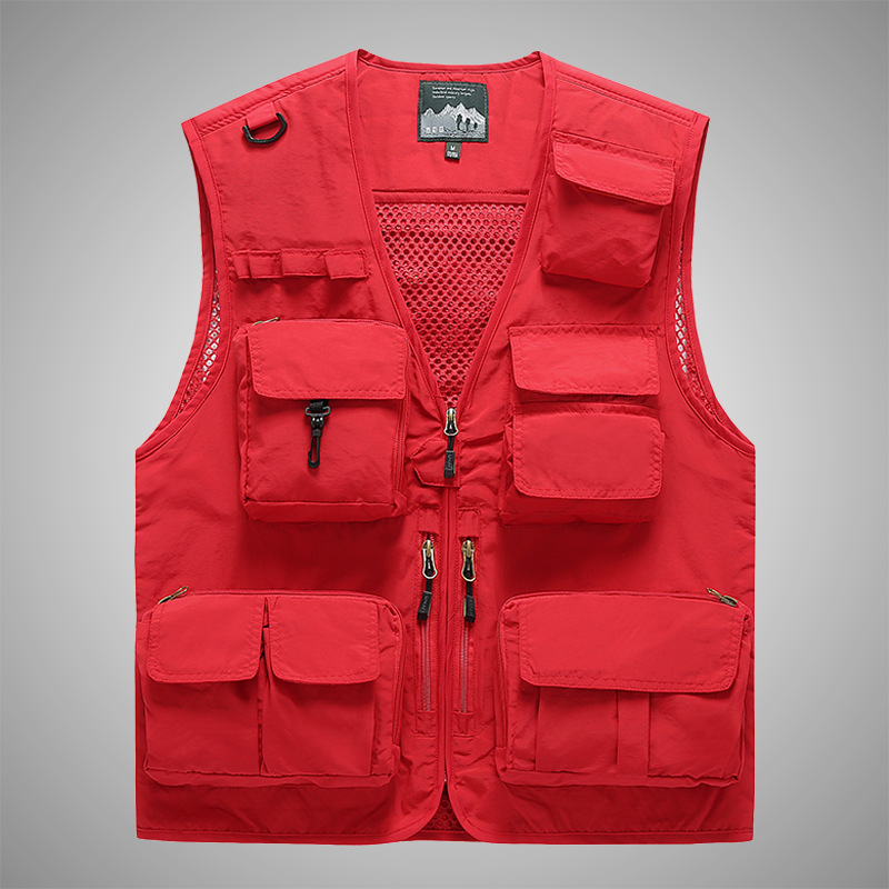 Wholesale Custom Logo Print Hip Hop Cheap Sleeveless Fisherman Tility Vest Photographer Waistcoat Outdoor Hunter Vest