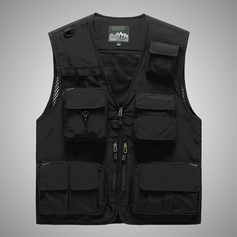 Wholesale Custom Logo Print Hip Hop Cheap Sleeveless Fisherman Tility Vest Photographer Waistcoat Outdoor Hunter Vest