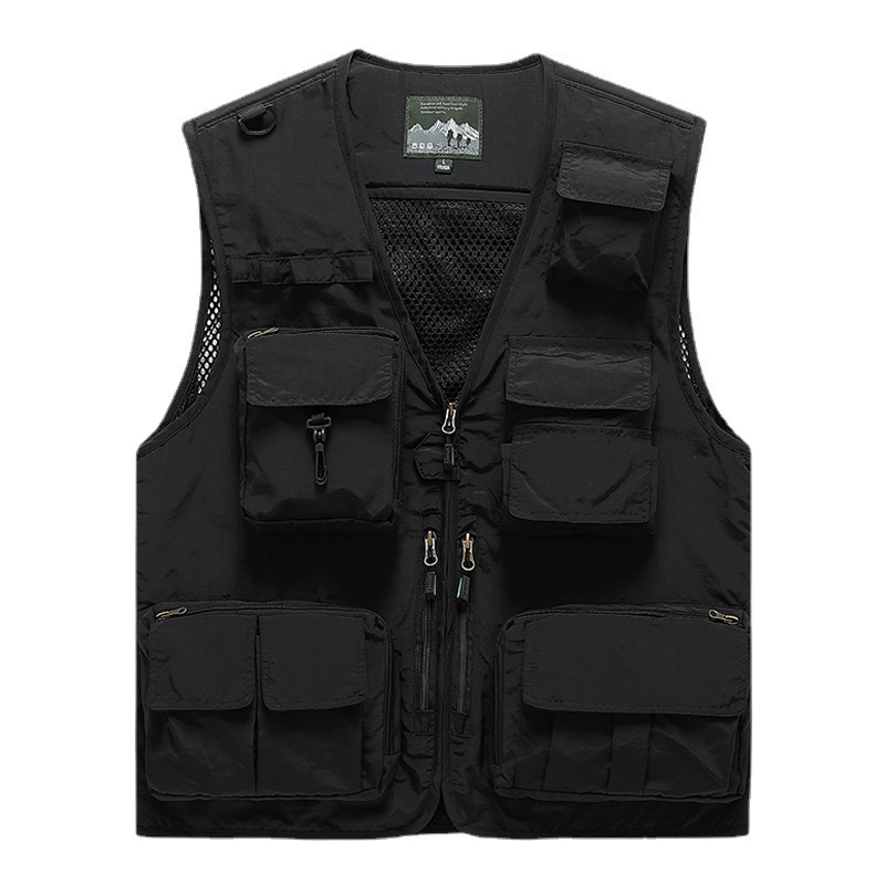 Wholesale Custom Logo Print Hip Hop Cheap Sleeveless Fisherman Tility Vest Photographer Waistcoat Chaleco For Men