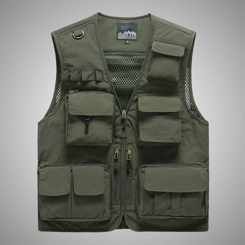 Mens Multi Pockets Cargo Waistcoat Fishing Vest For climbing fishing Camping Hiking Journalist Photography Vest