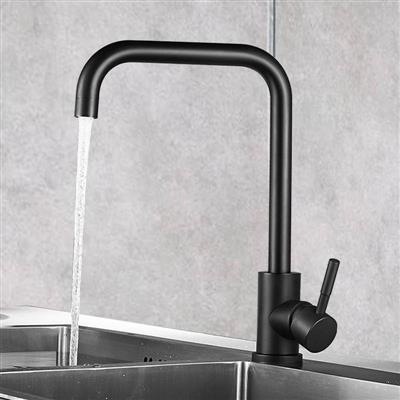 Hot And Cold Kitchen Mixer Single Hole Stainless Steel Kitchen Sink Water Faucet In Matt Black