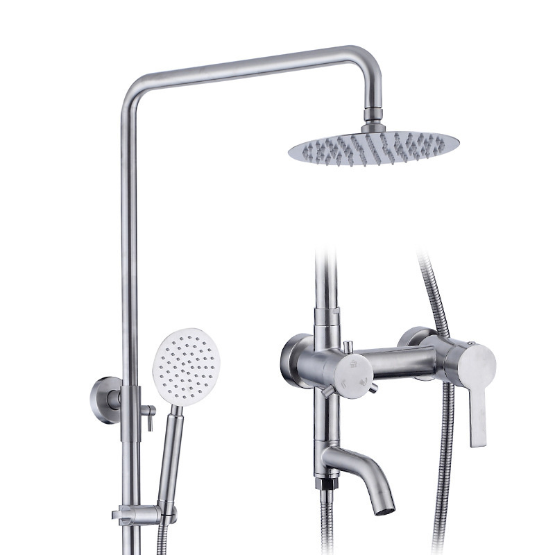 Luxury 3 ways 304SS Shower Sets Bathroom Wall Mounted Stainless Steel Lotus Faucet   stainless steel bathroom shower faucet