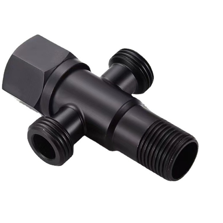 Matte Black Shower Faucet Accessories Shower Stainless Steel Diverter Valve With 3-way Three-way Connector