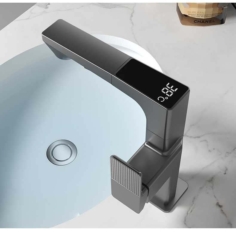 Smart Digital Display Basin Faucet Pull-type Hot And Cold Rotating Telescopic Faucet Multi-functional Faucet