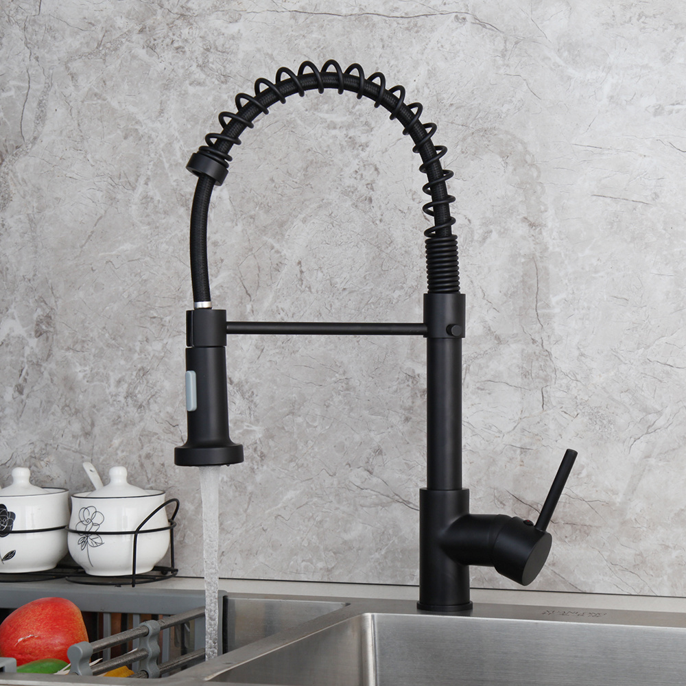 Hot and Cold Water Flexible Hose for Kitchen Faucet Kitchen Sink Tap 304 Stainless Steel with Pull Out Spout Black Color Sale