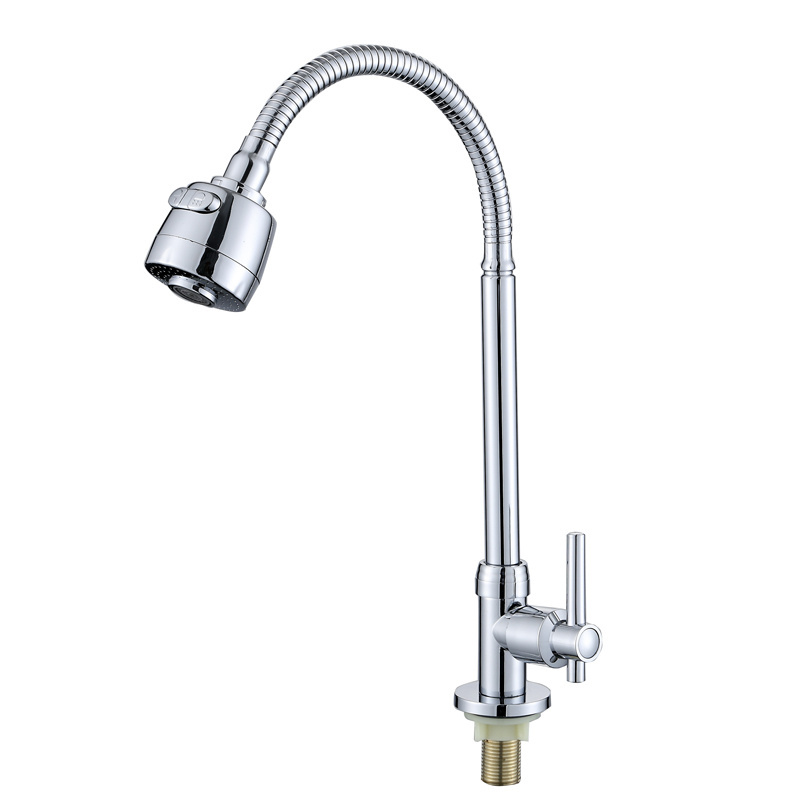 new design cold water long flexible steel hose neck tap kitchen sink faucet with 2 funtion spray head