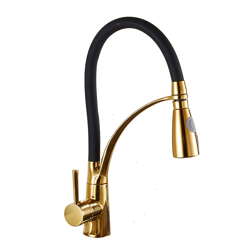 Pullout Kitchen Faucet Single Handle One Hole Kitchen Sink Faucet with 360 Swivel Modern Rubber Neck Pull Down Sprayer