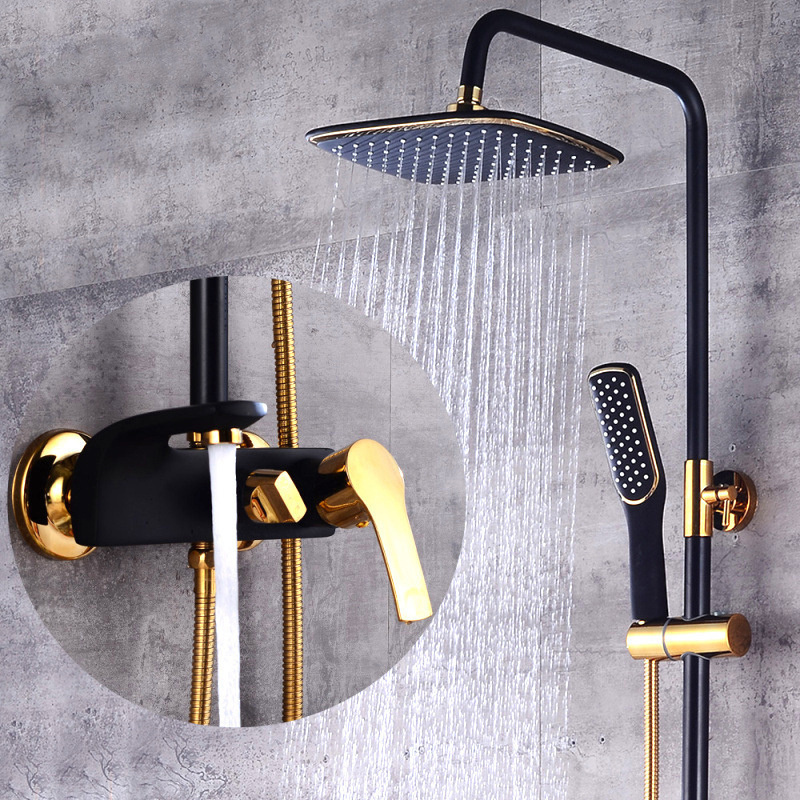 High quality Brass bathroom Shower set New design Wall Mount Rain Shower Set white/Black gold Bathroom Bath Steam Shower Faucet