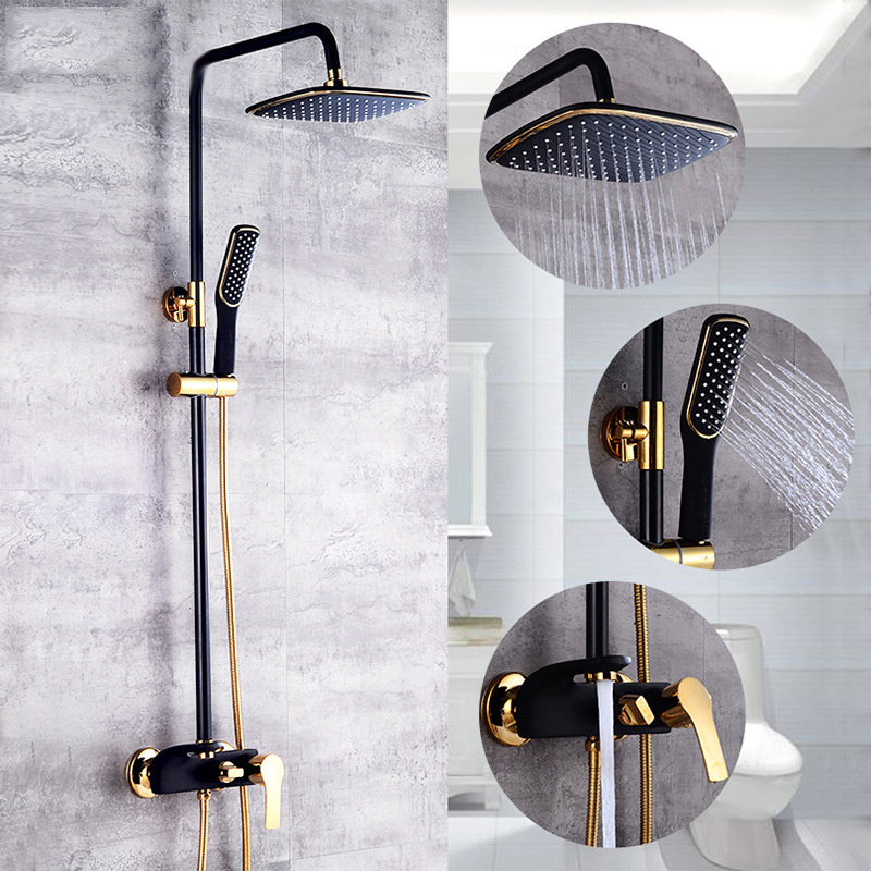 High quality Brass bathroom Shower set New design Wall Mount Rain Shower Set white/Black gold Bathroom Bath Steam Shower Faucet