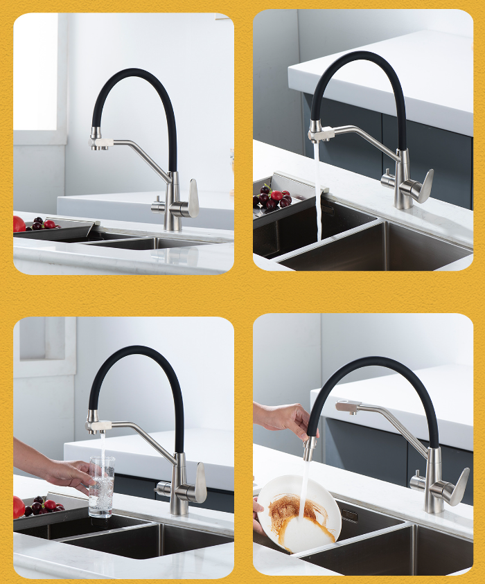 High Quality Deck Mounted 304 Stainless Steel 360 Degree Rotate Kitchen Filter Drinking Pure Water Faucet