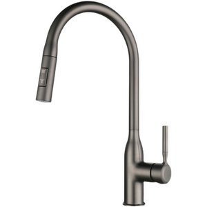 High Pressure Flush Mode Power Rinsing Gunmetal Pull Out Kitchen Faucet With Multi-functional Taps