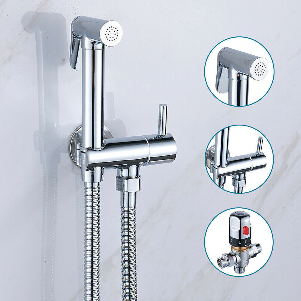 Hot Sale Handheld Brass Toilet Bidet Kit Portable Shattaf Set With Hot And Cold Thermostatic Valve