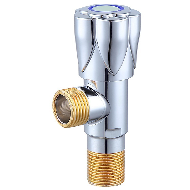 Good Quality Bathroom Toilet Chrome Water Stop Angle Valve 1/2 90 Degree Brass Double Outlets Angle Valve