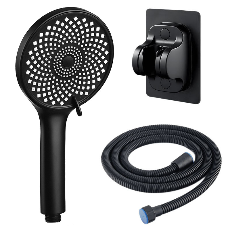 Wholesale Simple Style Black Stainless Steel Hose And Wall Mounted Holder Abs Plastic Hand Shower Head Sets